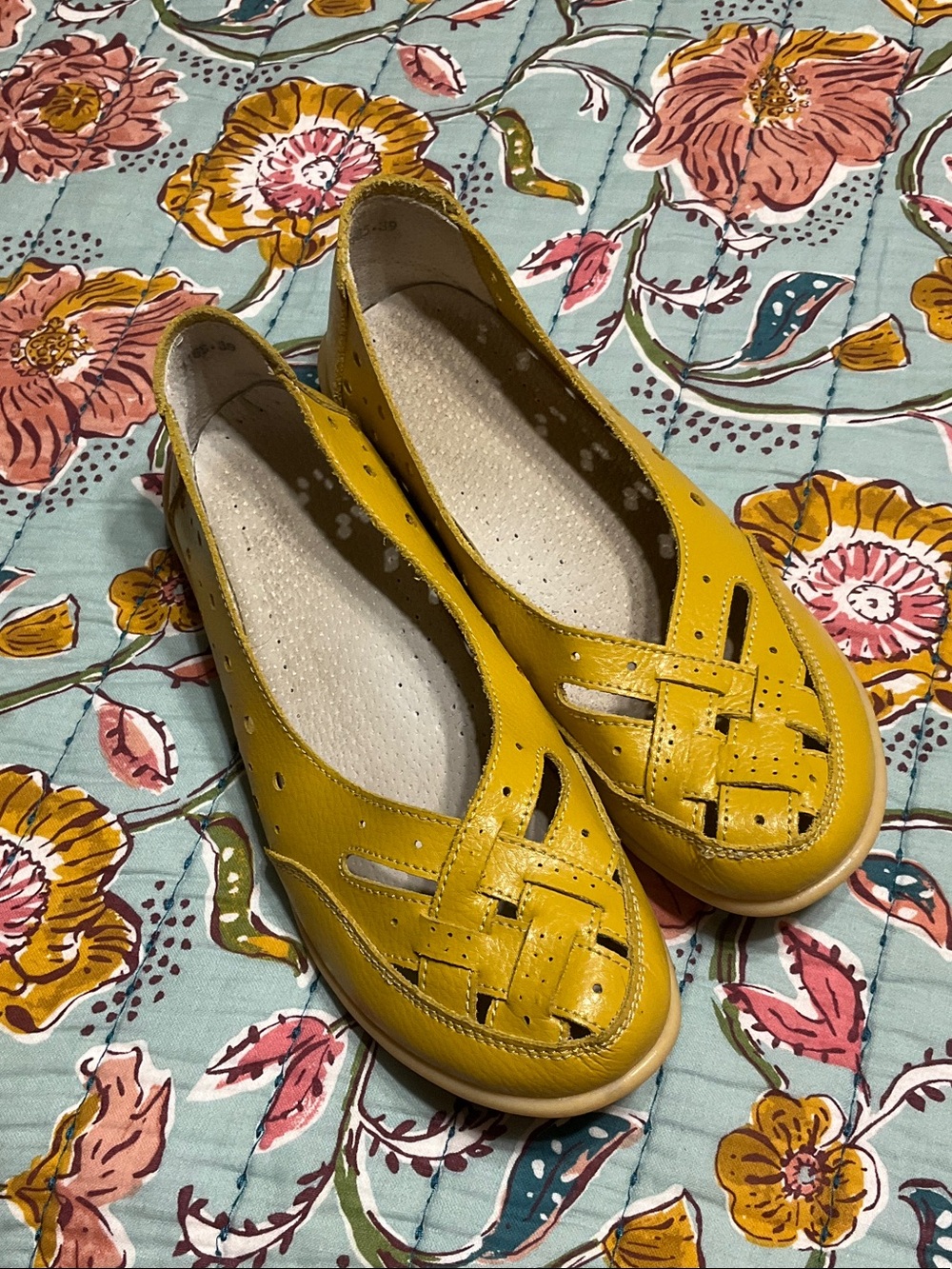 Women’s Yellow Woven Leather Slip-On Loafers